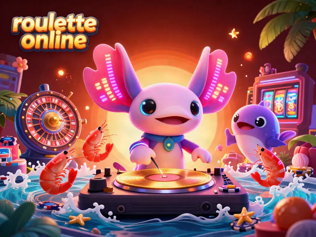 Play roullete online with vibrant characters and casino elements in this dynamic 3D scene.