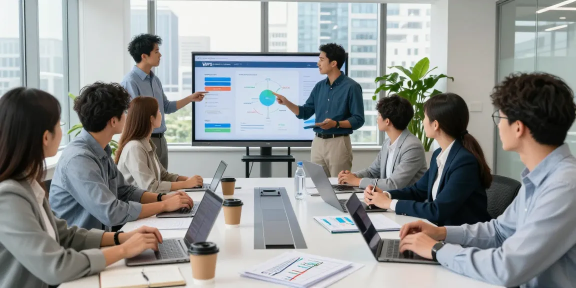Team collaboration in a modern office showcasing WPS Official Website's innovative workspace.