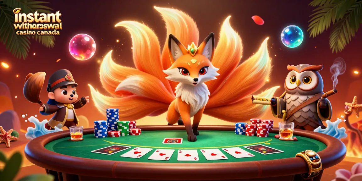 Experience fast cashouts at an instant withdrawal casino Canada with colorful characters and vibrant poker elements.